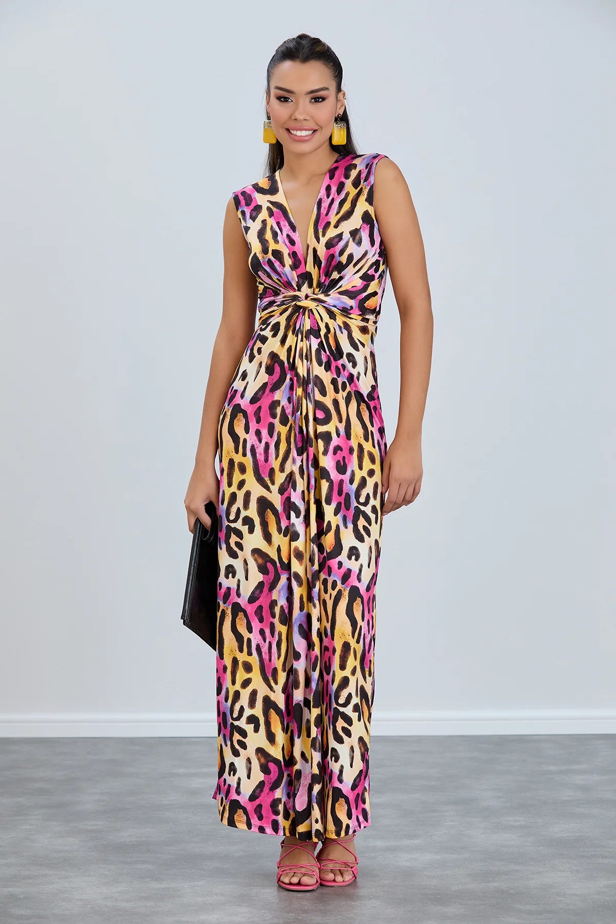 Christie Animal Print Maxi Dress Pink