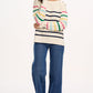 Rebecca Jumper White Navy Classic Stripe Rainbow Sleeve