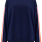 Noah Sweatshirt Jumper Navy Rainbow Stripe Sleeve