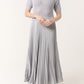 Lara Jumper Satin Pleated Skirt Dress Silver Grey