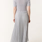 Lara Jumper Satin Pleated Skirt Dress Silver Grey