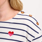 Kirby Breton Tee Top Off White/Navy Split Heart