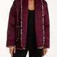 Belle Satin Quilted Jacket Burgundy