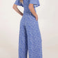 Sam Wide Leg  Blue Floral Print Jumpsuit